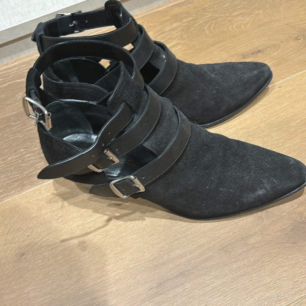 Saint Laurent suede moto boots